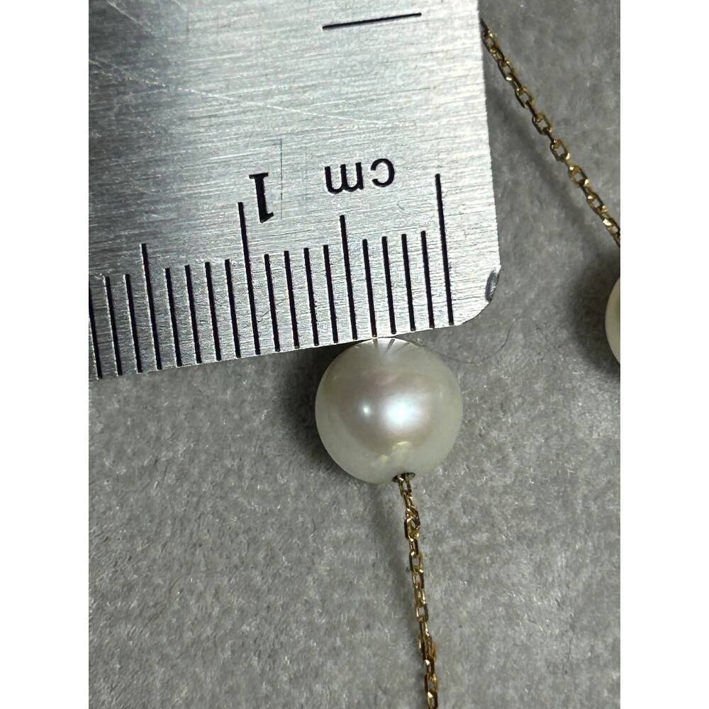 Shane Jewelry 14k solid yellow gold white pearl station chain necklace 18” 8.54g - Picture 7 of 13